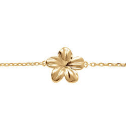 Bracelet en plaqu&eacute; or fleur - 16+3cm