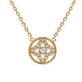 Colliers sur Artemare : Collier en plaqu&eacute; or cercle avec fleur d'oxydes blancs - 38+4cm