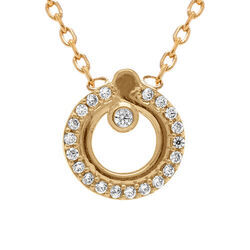 Collier en plaqu&eacute; or cercles d'oxydes blancs - 38+4cm