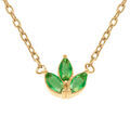 Collier en plaqu&eacute; or trois oxydes vert - 38+4cm Artemare