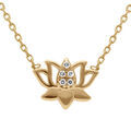 Collier en plaqu&eacute; or fleur de lotus avec oxydes blancs - 38+4cm