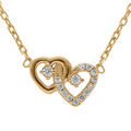 Colliers sur Artemare : Collier en plaqu&eacute; or coeurs entrelac&eacute;s avec oxydes blancs - 38+4cm