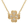 Colliers sur Artemare : Collier en plaqu&eacute; or tr&egrave;fles avec oxydes blancs - 38+4cm