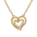 Collier en plaqu&eacute; or double coeur avec oxydes blancs - 38+4cm