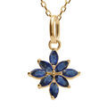 Collier en plaqu&eacute; or pendentif fleur d'oxydes bleu - 38+4cm