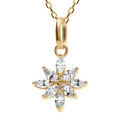Collier en plaqu&eacute; or pendentif fleur orn&eacute;e d'oxydes blancs - 38+4cm Artemare