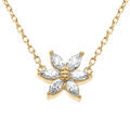 Collier en plaqu&eacute; or fleur avec oxydes blancs - 38+4cm