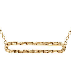 Collier en plaqu&eacute; or rectangle 25mm ajour&eacute; et martel&eacute; - 38+4cm