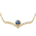 Collier en plaqu&eacute; or fleur avec pierres centrale bleue et oxydes blancs sertis - 38+4cm Artemare