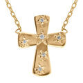 Collier en plaqu&eacute; or croix avec oxydes blancs - 38+4cm