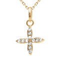Colliers sur Artemare : Collier en plaqu&eacute; or avec pendentif croix orn&eacute;e d'oxydes blancs - 38+4cm
