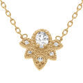 Colliers sur Artemare : Collier en plaqu&eacute; or design floral avec oxydes blancs - 38+4cm