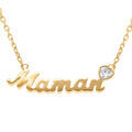 Colliers sur Artemare : Collier en plaqu&eacute; or maman coeur avec oxyde blanc - 38+4cm