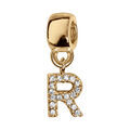 Bracelets sur Artemare : Charms coulissant en vermeil initiale suspendue "r" empierr&eacute;e