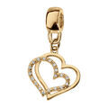 Bracelets sur Artemare : Charms coulissant en vermeil suspendu double coeurs oxydes blancs sertis