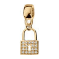 Bracelets sur Artemare : Charms coulissant en vermeil suspendu cadenas oxydes blancs sertis