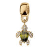 Charms coulissant en vermeil suspendu tortue oxyde vert et blancs