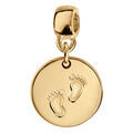 Charms coulissant en vermeil rond empreinte deux pieds Artemare
