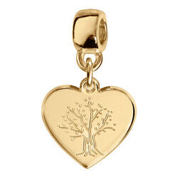 Charms coulissant en vermeil coeur arbre de vie
