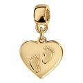 Bracelets sur Artemare : Charms coulissant en vermeil coeur empreinte deux pieds