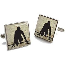 Boutons de manchettes Tyler & Tyler Boutons de manchette White Brick Noir
