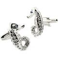 Boutons de manchettes Simon Carter Boutons de manchette hippocampe Gris argent Argent&eacute; Grenoble