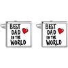 Boutons de manchettes Cravate Avenue Signature Boutons de manchette Meilleur papa Blanc