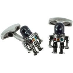 Boutons de manchettes Simon Carter Boutons de manchette Space Robot Gris et swarovski