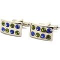 Boutons de manchettes Clj Charles Le Jeune Boutons de manchette seventies Bleu et vert Argent&eacute; Grenoble
