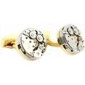Boutons de manchettes Tony & Paul Boutons de manchette m&eacute;canisme de montre Berne gris et gold Dor&eacute; Grenoble