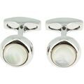 Boutons de manchettes Simon Carter Boutons de manchette Gatsby Argent&eacute; et nacre Blanc Grenoble