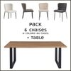 Coreme Pack table Alexander ch&ecirc;ne vieilli + 6 chaises Lisa