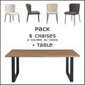 Salle &agrave; manger sur La Talaudi&egrave;re : Coreme Pack table Alexander ch&ecirc;ne vieilli + 6 chaises Lisa