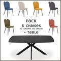 Coreme Pack table Apollo noire + 6 chaises Salome La Talaudi&egrave;re
