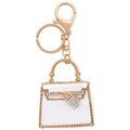 Porte cl&eacute; Sc Crystal B4309-DORE-BLANC Blanc