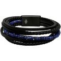 Bracelets Sixtystones Bracelet Cuir Noir Lisse Tress&eacute; Avec -XXL-22cm Bleu
