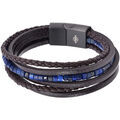 Bracelets Sixtystones Bracelet Cuir Marron Lisse Tress&eacute; -XXL-22cm Bleu Grenoble