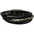 Bracelets Sixtystones Bracelet Cuir Noir Lisse Tress&eacute; Avec -XXL-22cm Vert Grenoble