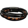 Bracelets Sixtystones Bracelet Cuir Noir Lisse Tress&eacute; Avec -XXL-22cm Marron Grenoble