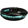 Bracelets Sixtystones Bracelet Cuir Noir Lisse Tress&eacute; Avec -XXL-22cm Bleu Grenoble