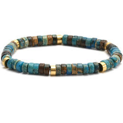 Bracelets Sixtystones Bracelet Perles Heishi Jaspe Bleu -Small-16cm