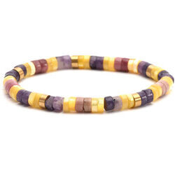 Bracelets Sixtystones Bracelet Perles Heishi Jaspe Jaune -20 cm