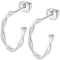 Boucles oreilles Lotus Cr&eacute;oles Silver torsad&eacute;es argent Blanc Grenoble