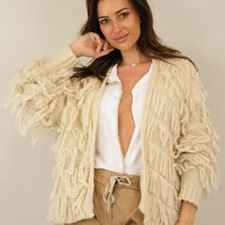 Gilet Capucine Gilet mailles et frang&eacute; neuf &eacute;tiquette Beige