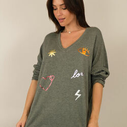 Pull Capucine Pull Occhio - love kaki neuf &eacute;tiquette Kaki
