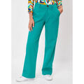 Pantalon La Fiancee Du Mekong Pantalon droit coton &eacute;pais uni LINE Vert Grenoble