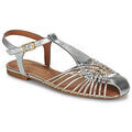 Chaussures d&eacute;contract&eacute;es femme sur Grenoble : Ballerines Unisa BABIC Argent&eacute;