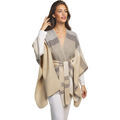 Gilet Selmark Poncho &agrave; ceinture Complementos Romantica Beige Grenoble