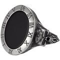 Bijoux Orusbijoux Bague Homme Chevali&egrave;re Argent Pierre Onyx T&ecirc;tes De Mort Argent&eacute;