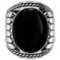 Bijoux Orusbijoux Bague Homme Argent Onyx Indiana Argent&eacute;